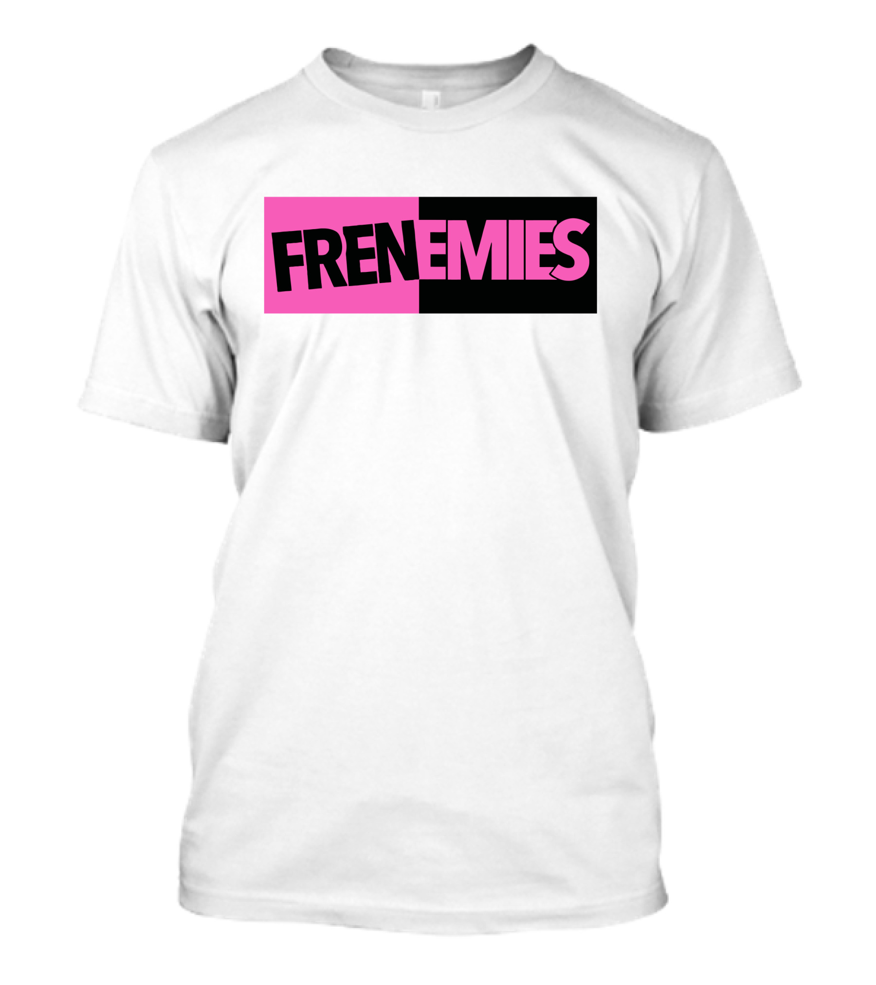 Frenemies Bold Pink Black Split Merch Shop T-Shirt