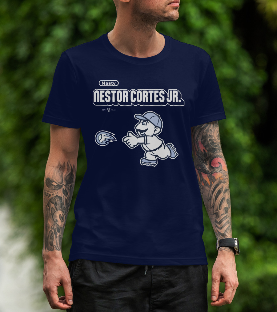 Nasty Nestor Cortes Jr. Cartoon Baseball New York Roto Wear T-Shirt