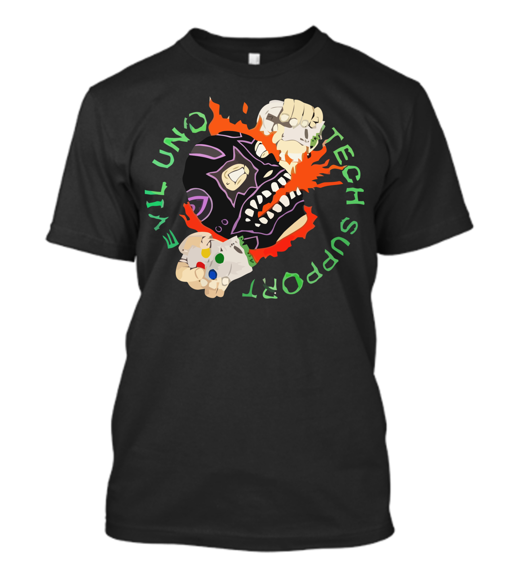 Evil Uno Tech Support AEW Mask And Game Controller T-Shirt