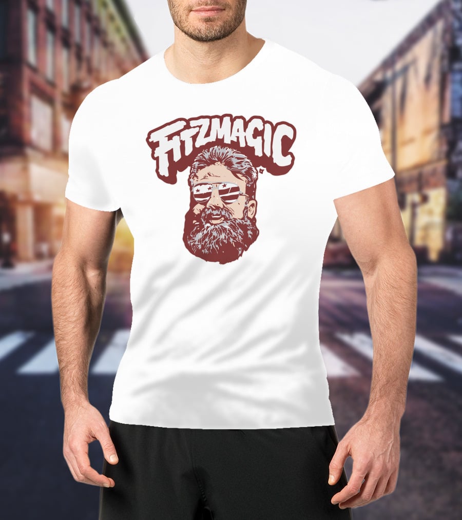 Fitzmagic Bearded Sunglasses Graphic Featuring Charles Leno T-Shirt