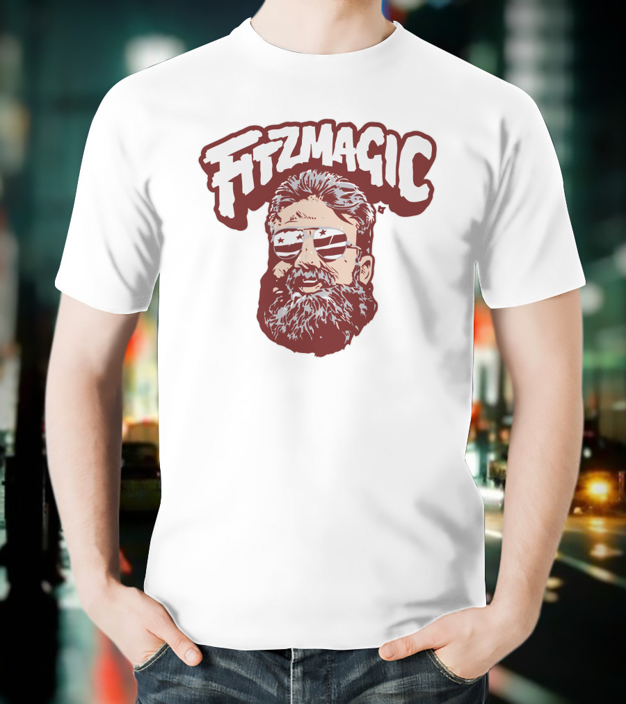 Fitzmagic Bearded Sunglasses Graphic Featuring Charles Leno T-Shirt