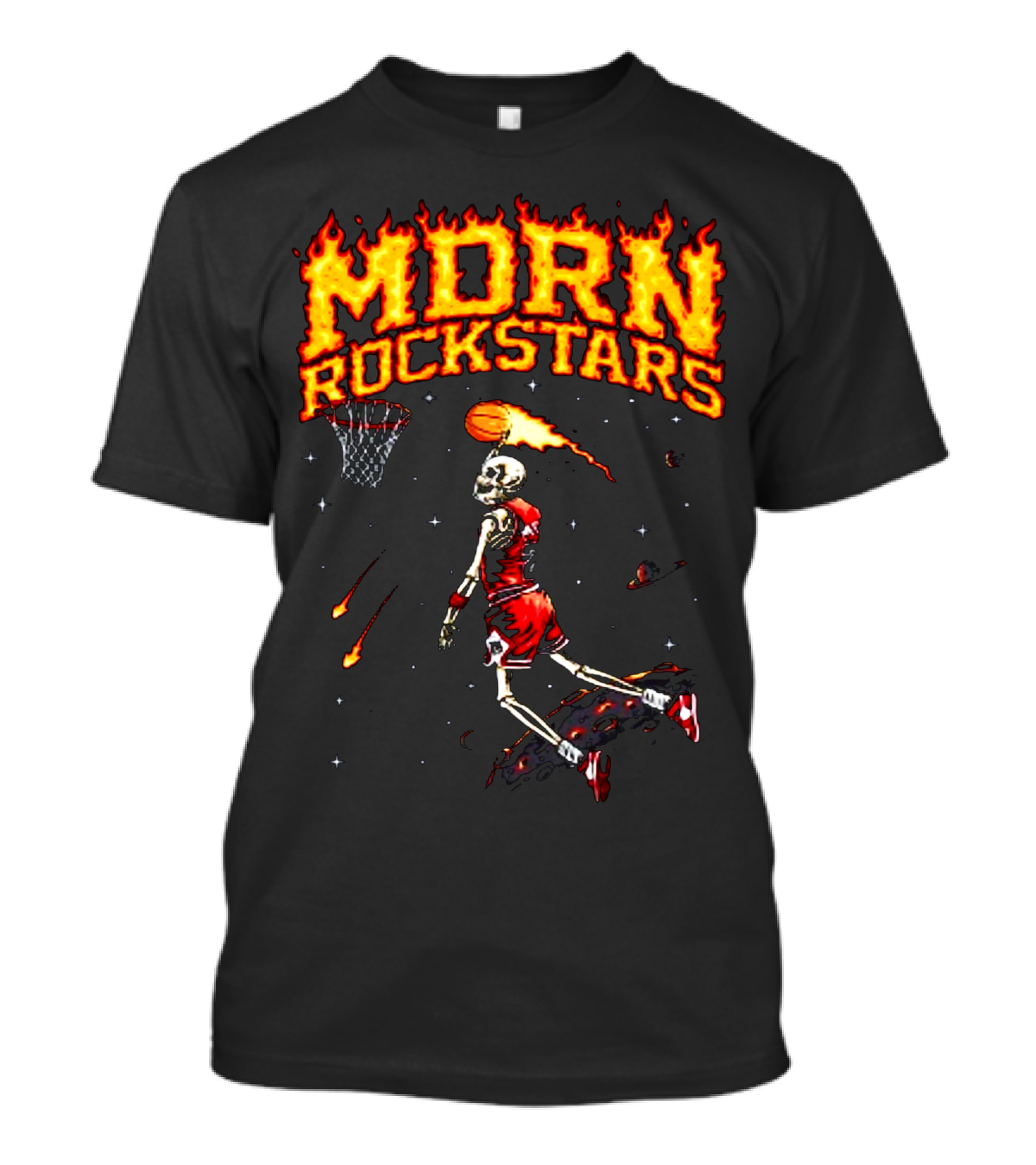 MDRN Rockstars His Airness MJ Basketball Skeleton Dunking T-Shirt
