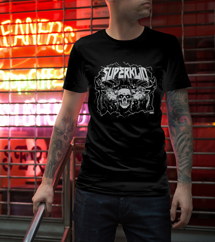 Superkliq Skull With Antlers AEW T-Shirt