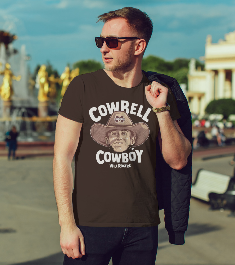 Mississippi State M State Cowbell Cowboy Will Rogers T-Shirt
