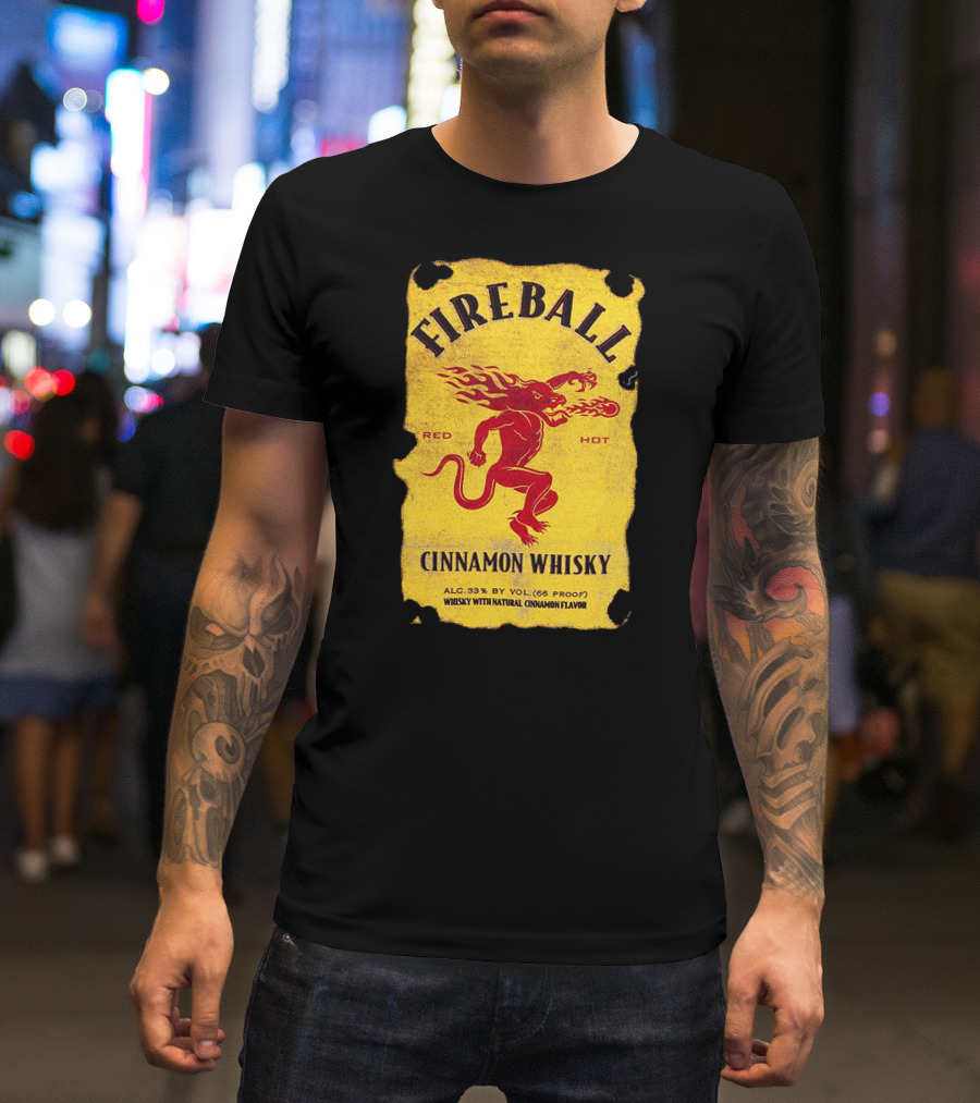 FIREBALL Red Hot Cinnamon Whisky Label ALC 33% By VOL (66 PROOF) T-Shirt