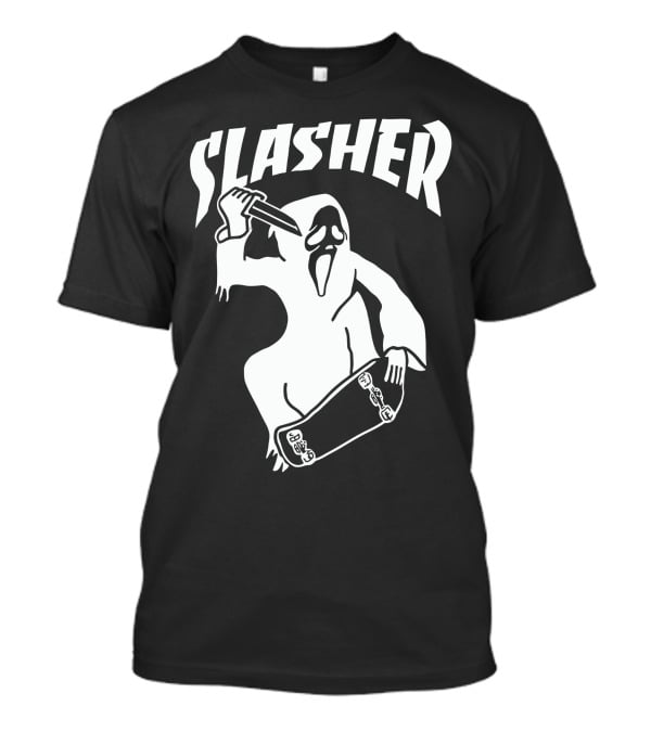 Slasher Skateboard Ghost Mask Knife T-Shirt