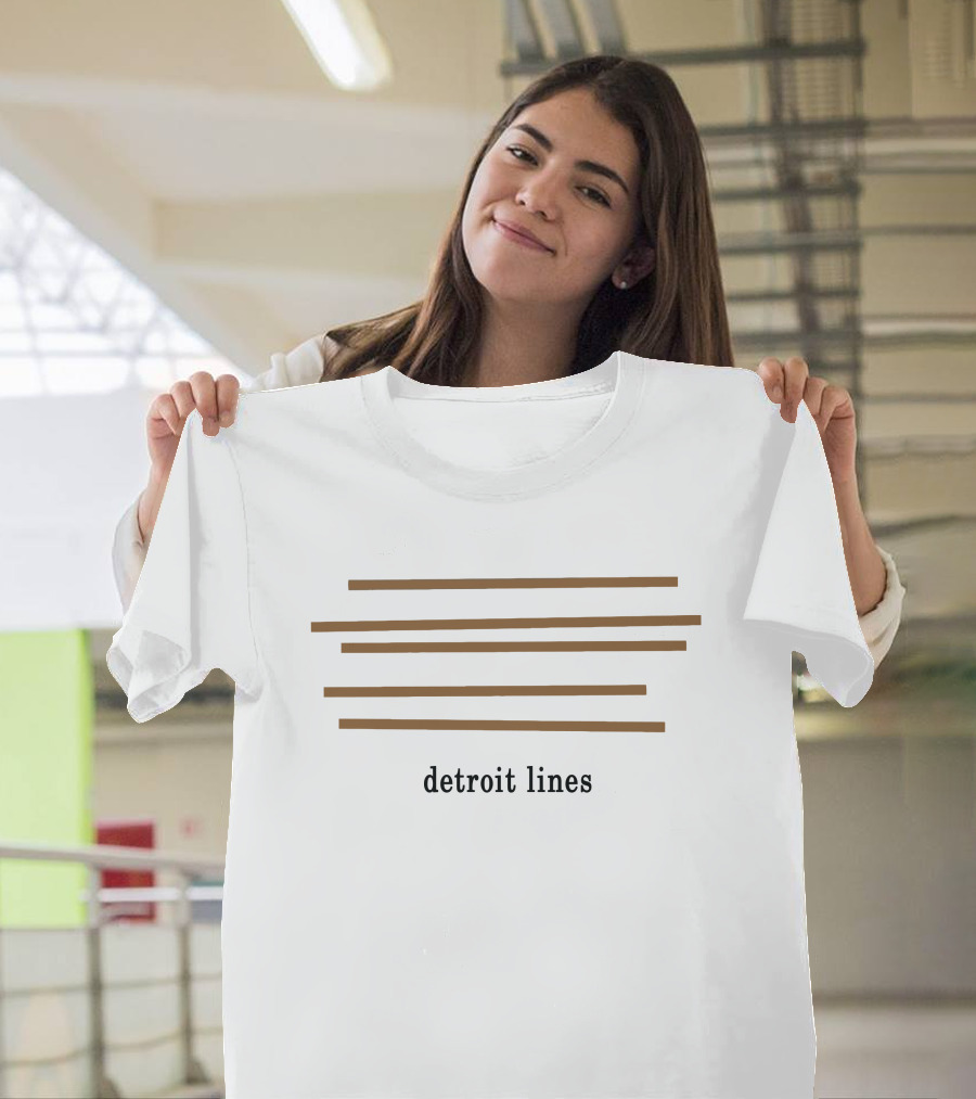 Detroit Lines Minimal Geometric Brown Stripes T-Shirt
