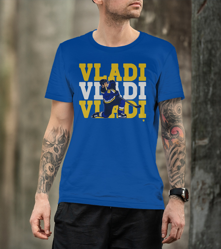 VLADI Chant Hockey Player In Blue And Yellow With Number 91 T-Shirt
