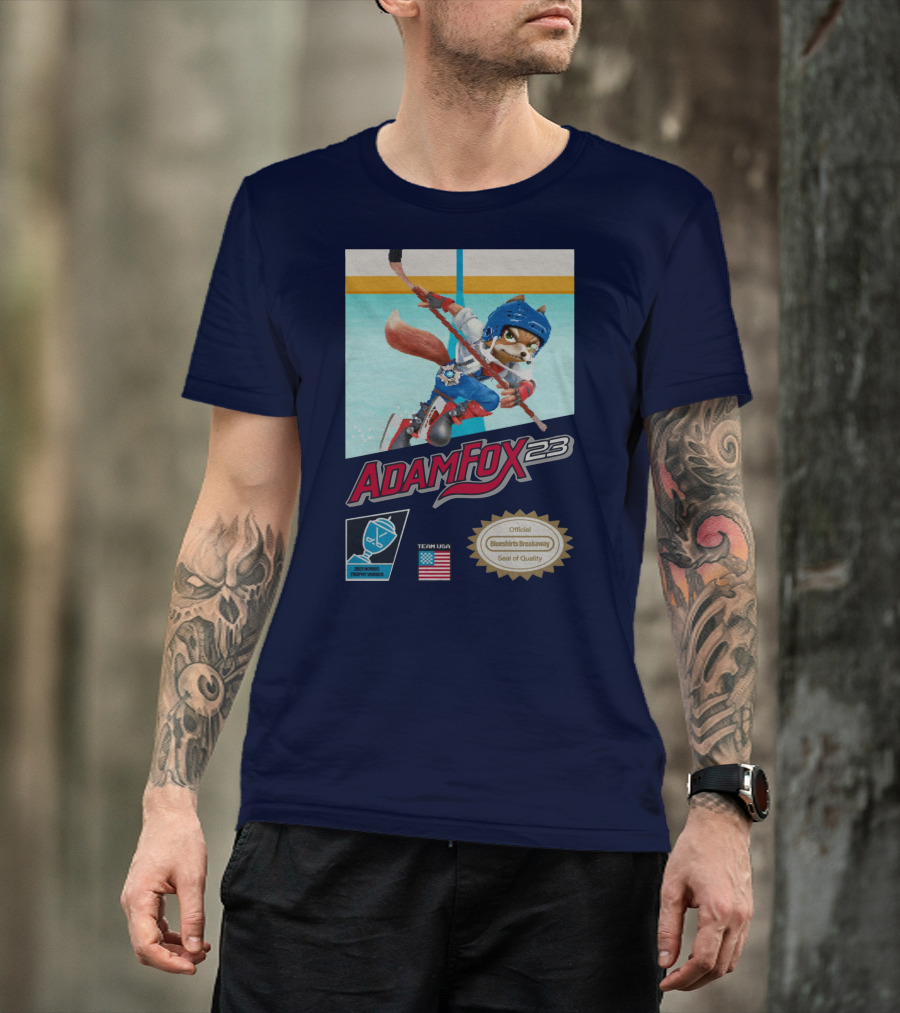 Adam Fox 23 Hockey USA Bluebirds Breakaway Seal Of Quality Team Winner T-Shirt