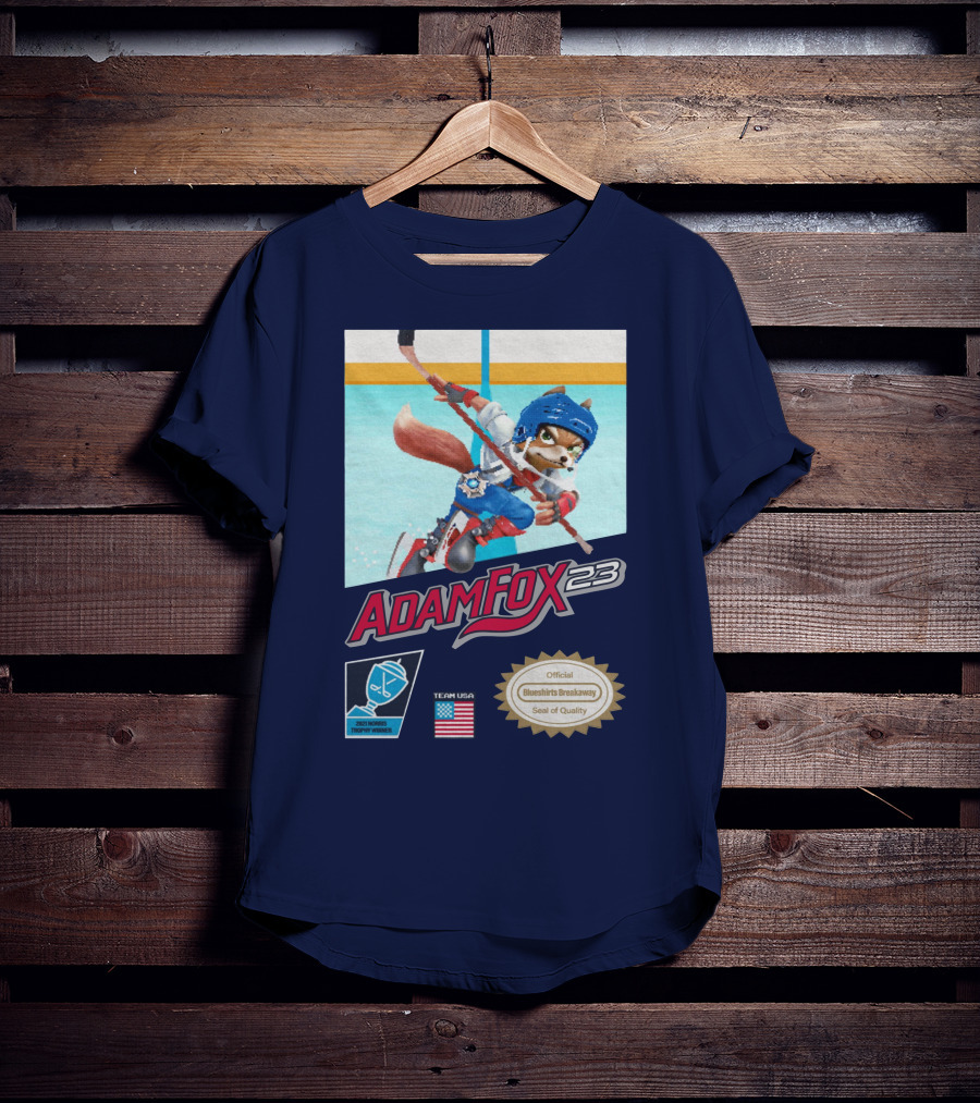 Adam Fox 23 Hockey USA Bluebirds Breakaway Seal Of Quality Team Winner T-Shirt