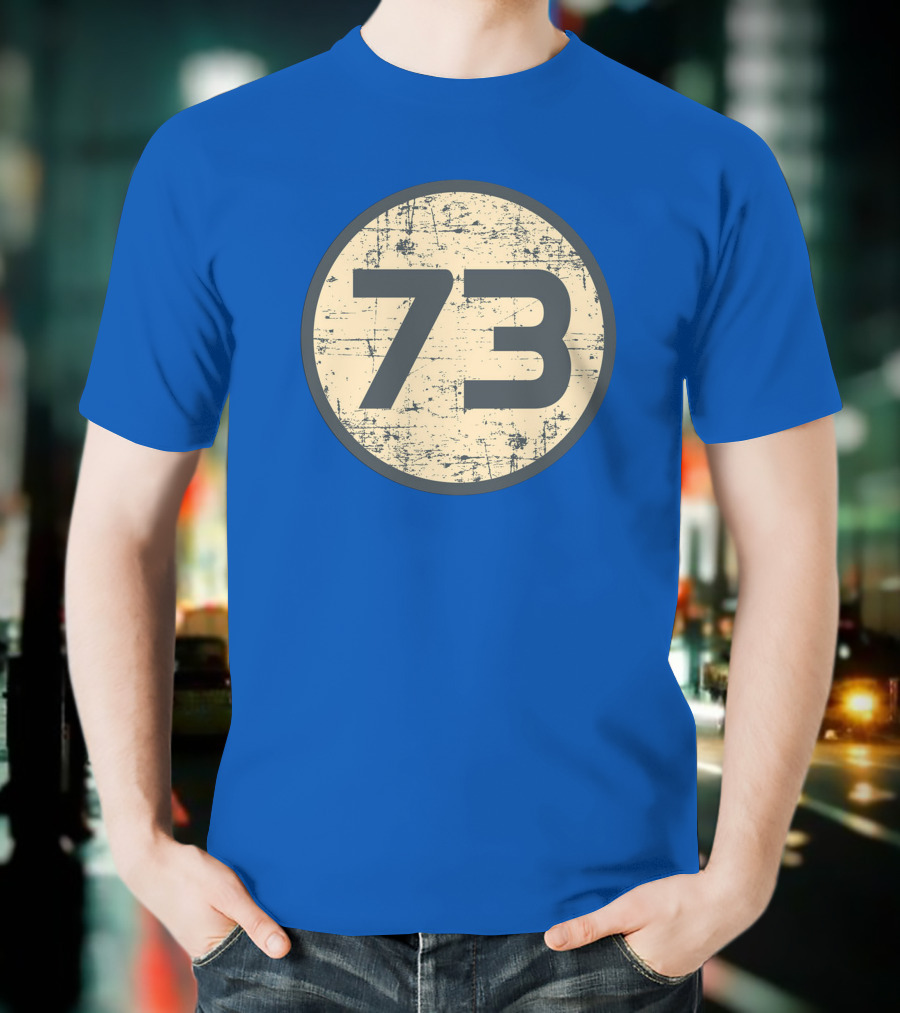 Big Bang Theory Sheldon Cooper 73 Vintage Distressed Blue Circle T-Shirt