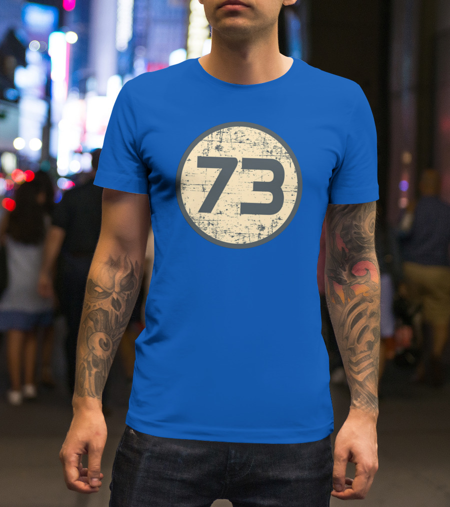 Big Bang Theory Sheldon Cooper 73 Vintage Distressed Blue Circle T-Shirt