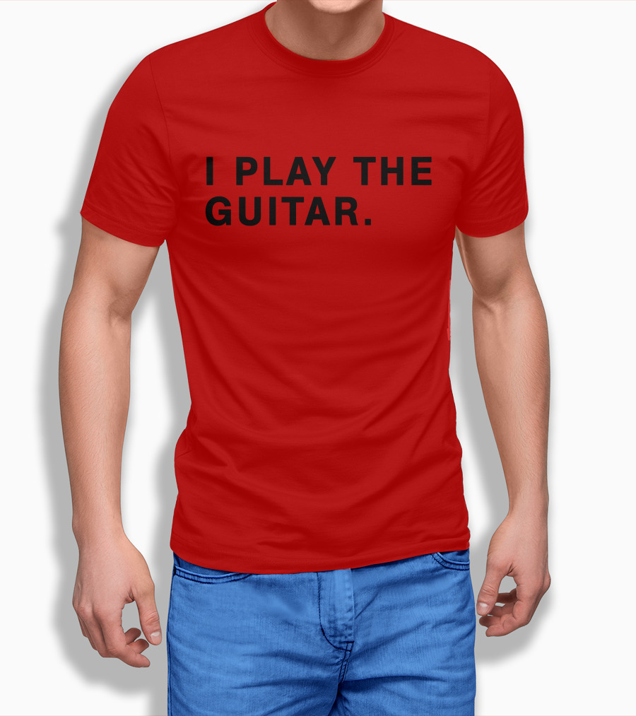 I Play The Guitar Bold Red T-Shirt