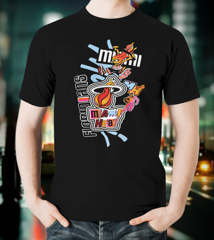 Miami Heat Basketball Mashup Midnight Madness Florida Icons T-Shirt