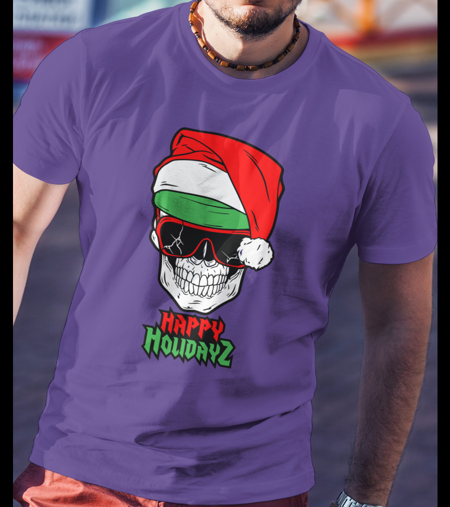 Matt Cardona Happy Holidayz Skull Santa Hat T-Shirt