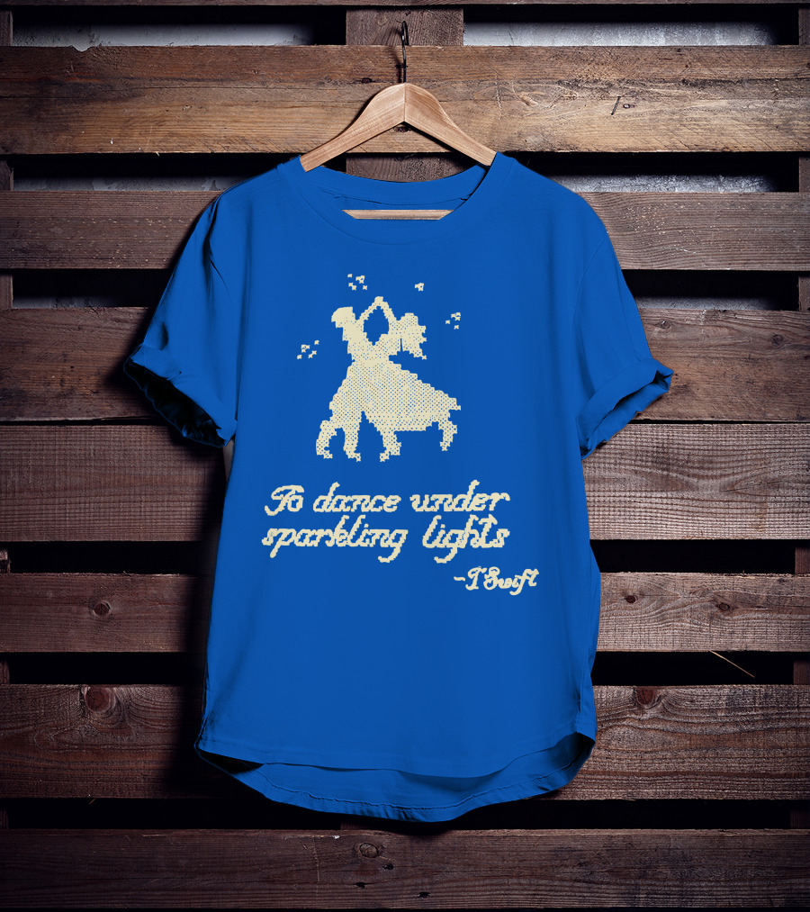 To Dance Under Sparkling Lights T Swift Christmas Tree Farm Blue T-Shirt