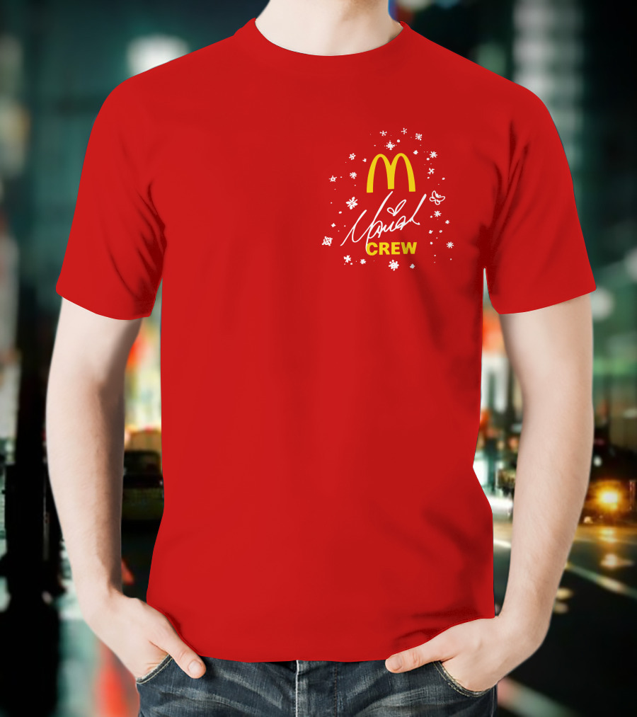 McDonald's Mariah Carey Crew Snowflakes Christmas Holiday T-Shirt