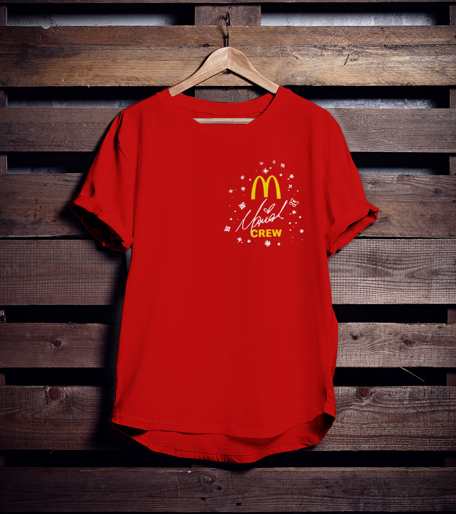 McDonald's Mariah Carey Crew Snowflakes Christmas Holiday T-Shirt