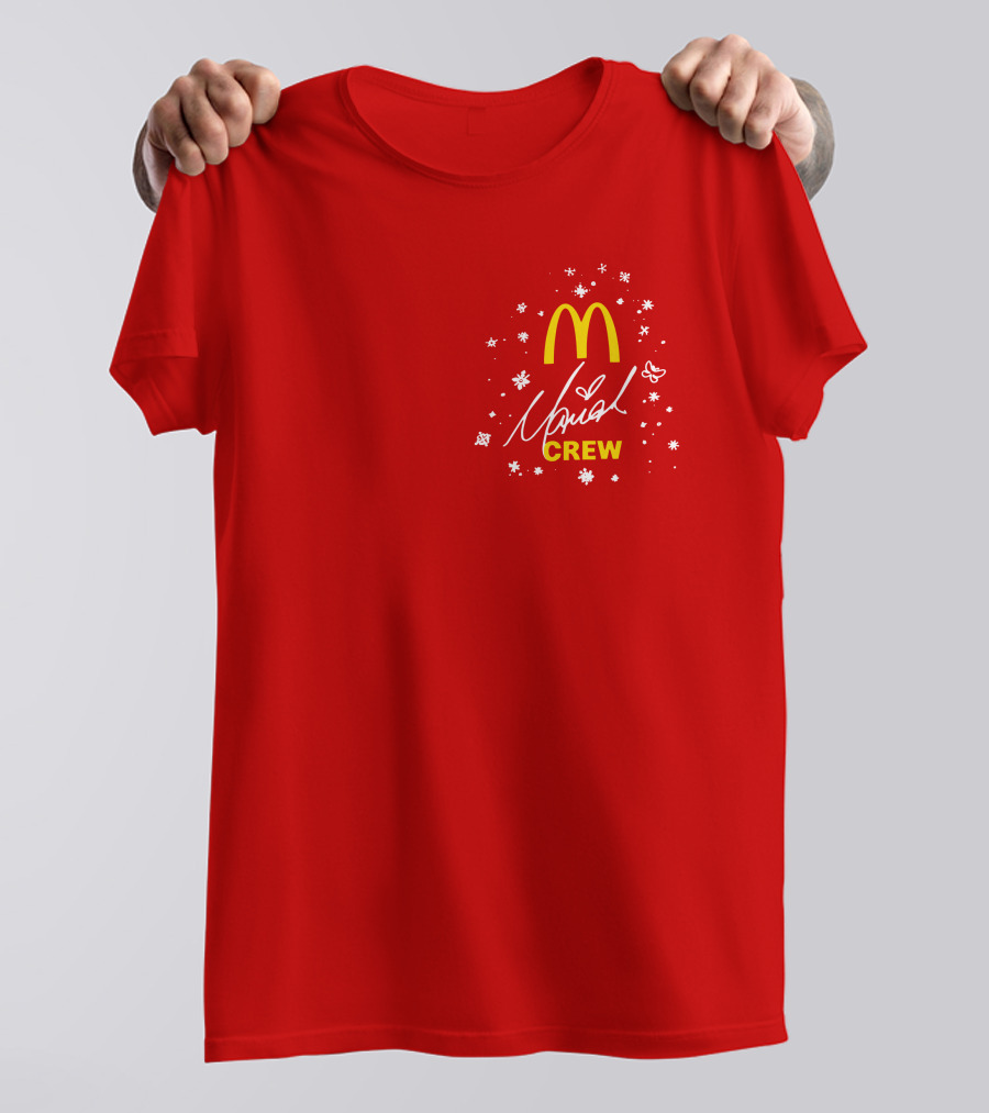 McDonald's Mariah Carey Crew Snowflakes Christmas Holiday T-Shirt