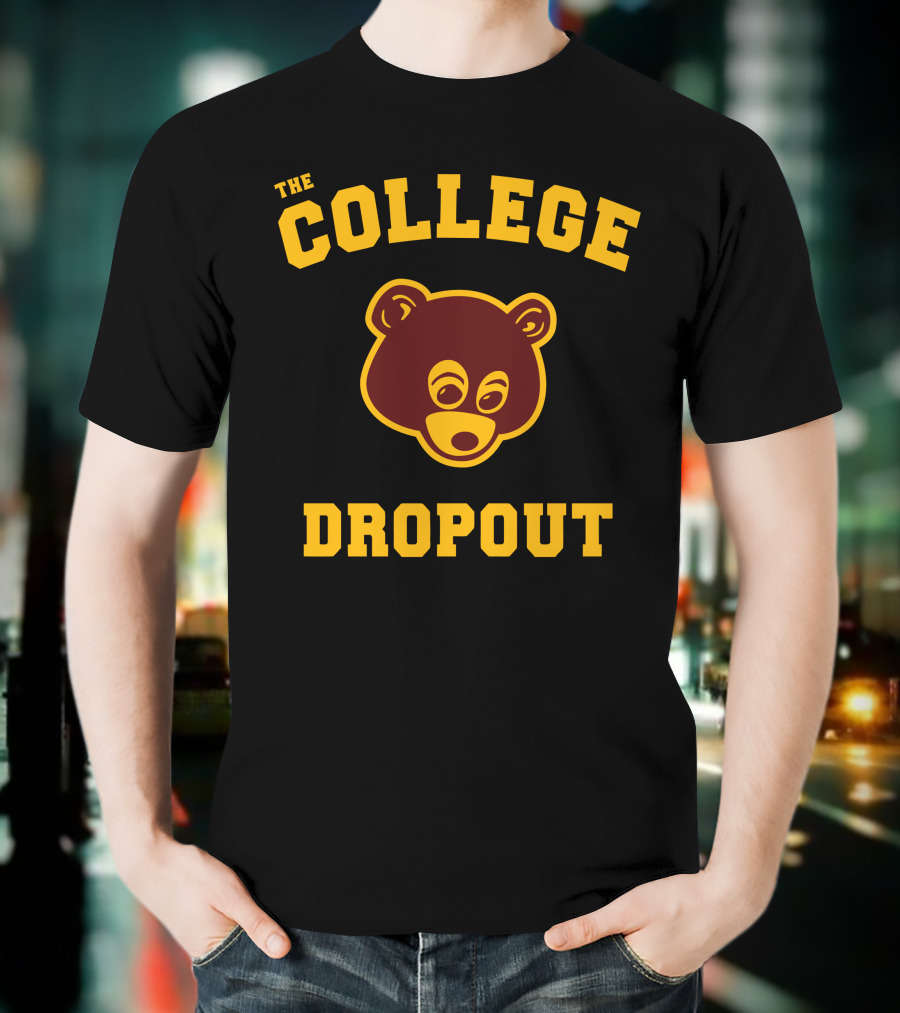 The College Dropout Bear Face Design In T-Shirt