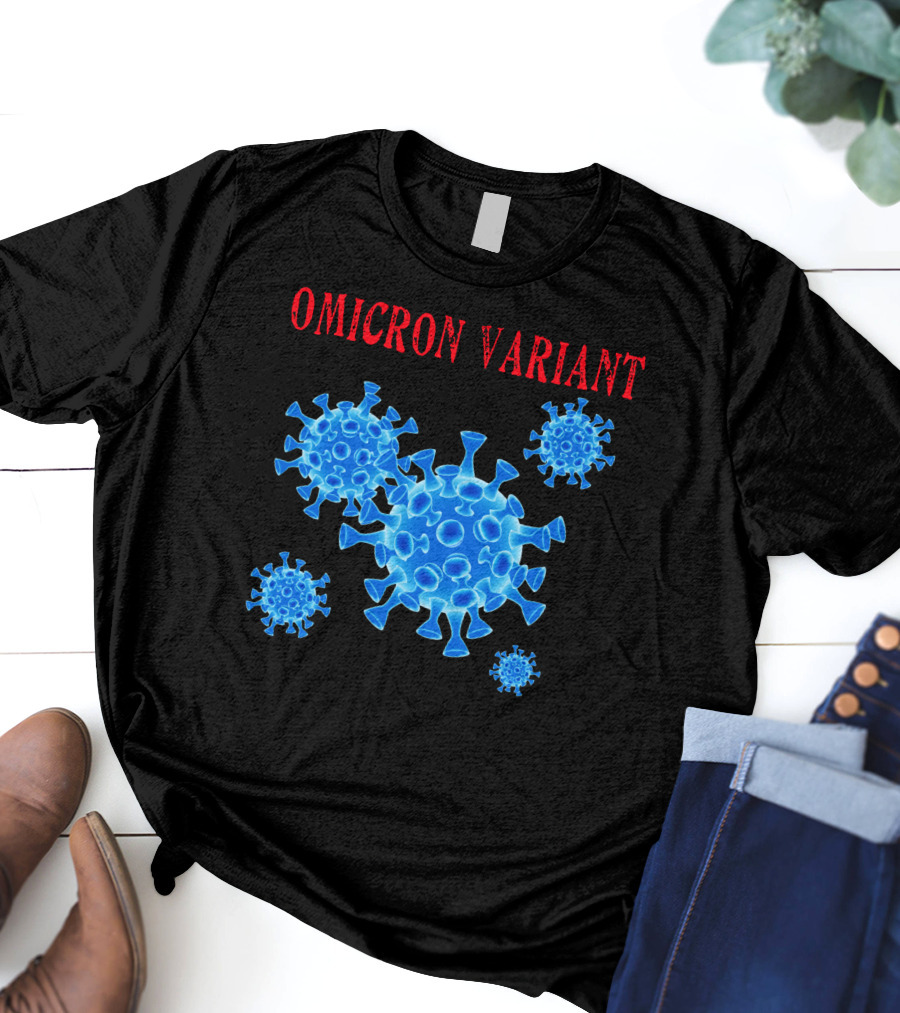 Omicron Variant Virus Graphic Blue Molecular Structure T-Shirt