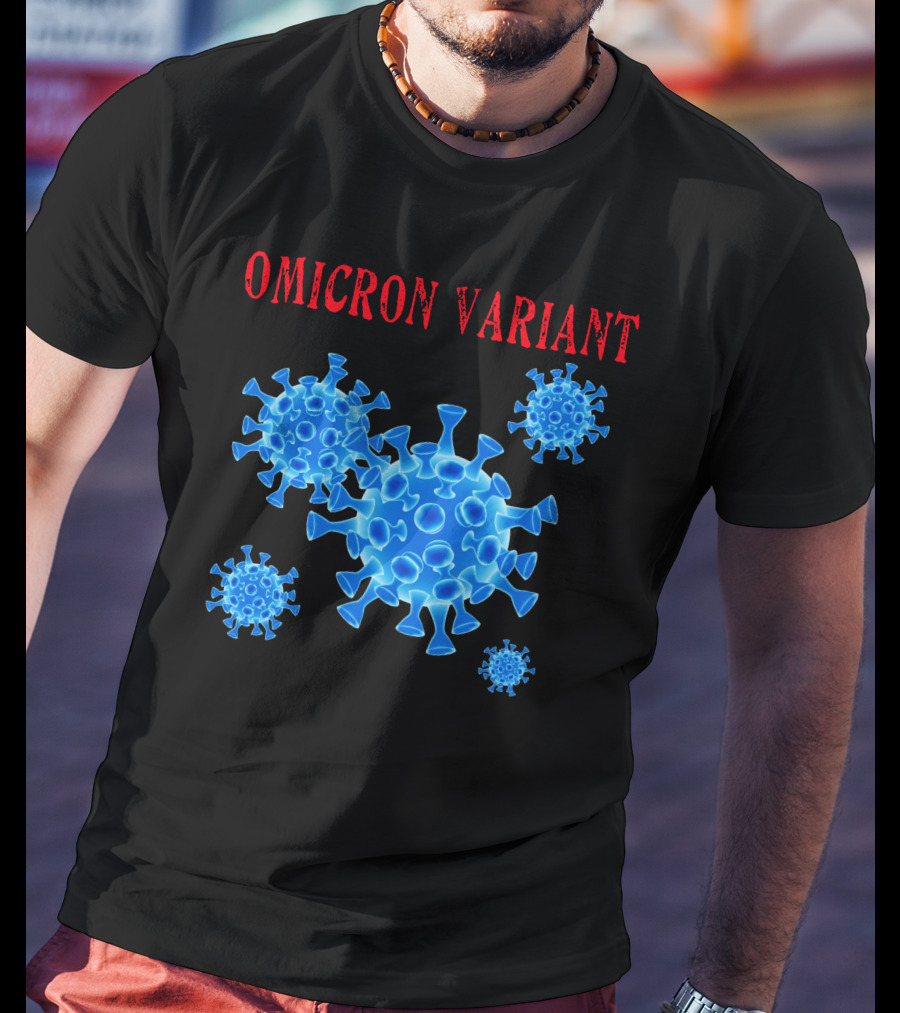 Omicron Variant Virus Graphic Blue Molecular Structure T-Shirt