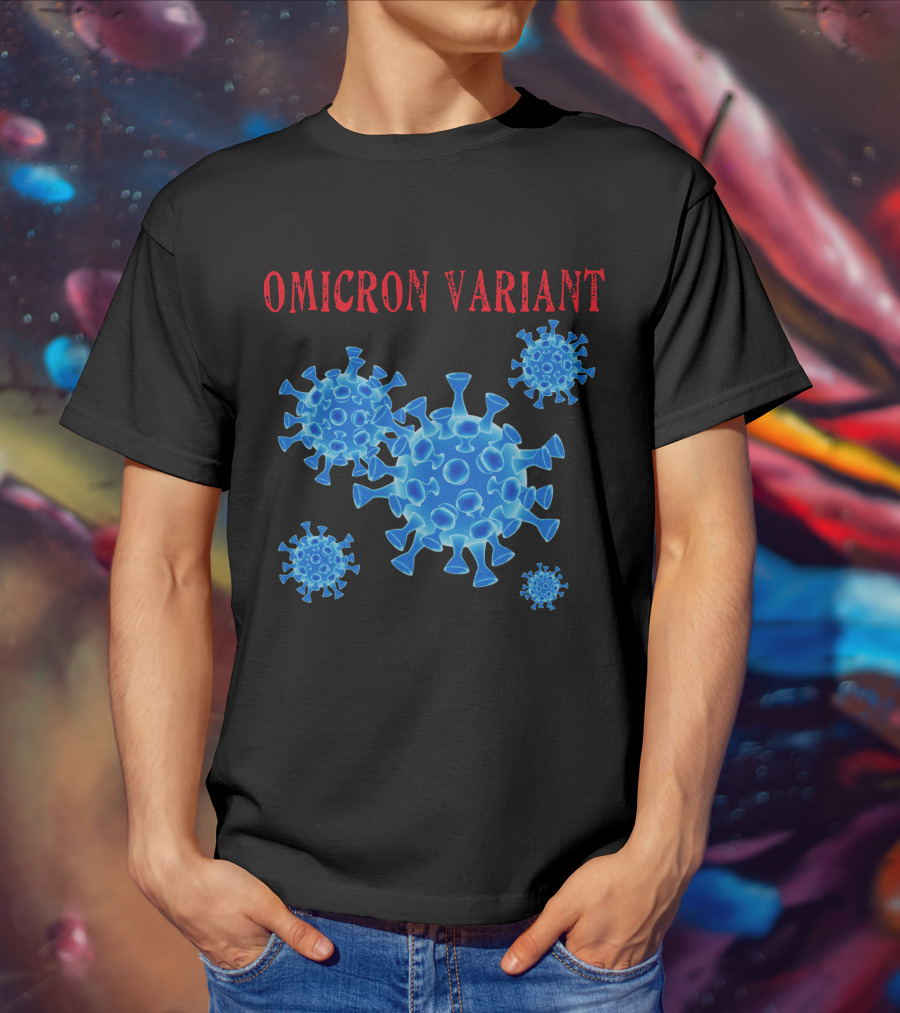 Omicron Variant Virus Graphic Blue Molecular Structure T-Shirt