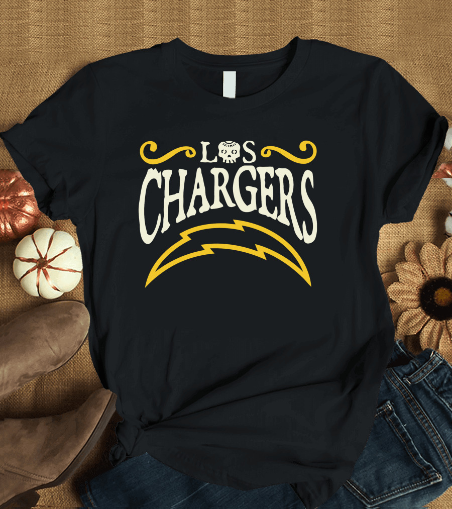 Los Chargers Skull Lightning T-Shirt
