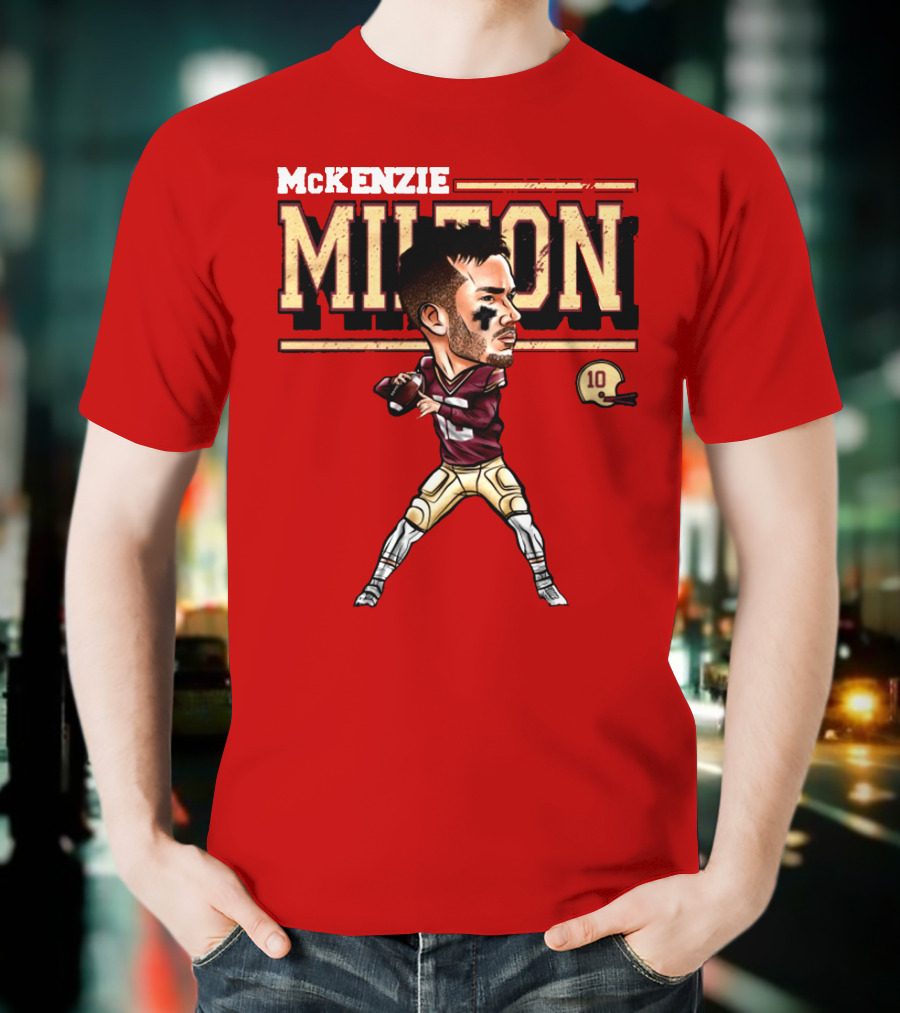 MCKENZIE MILTON FOOTBALL PLAYER CARTOON WITH HELMET NUMBER 10 T-Shirt