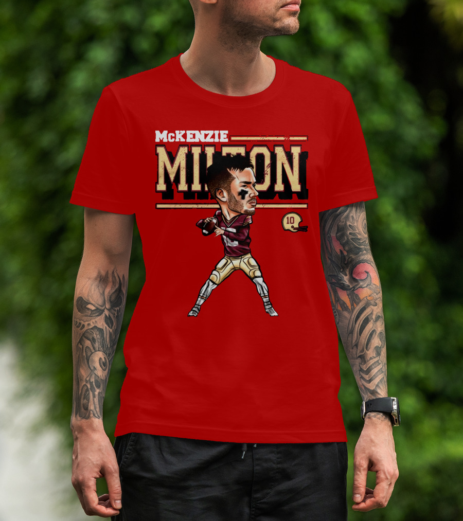 MCKENZIE MILTON FOOTBALL PLAYER CARTOON WITH HELMET NUMBER 10 T-Shirt