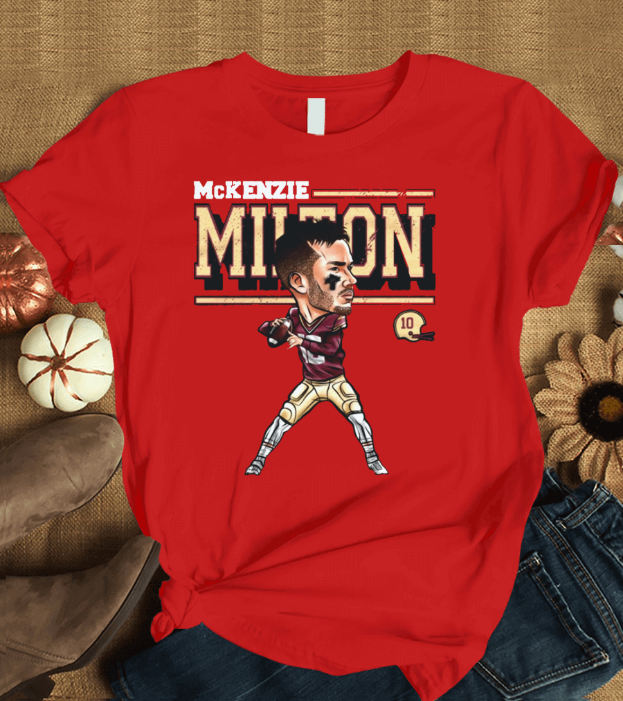 MCKENZIE MILTON FOOTBALL PLAYER CARTOON WITH HELMET NUMBER 10 T-Shirt