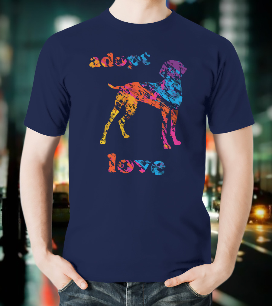 Adopt Love Rescue Dog Colorful T-Shirt