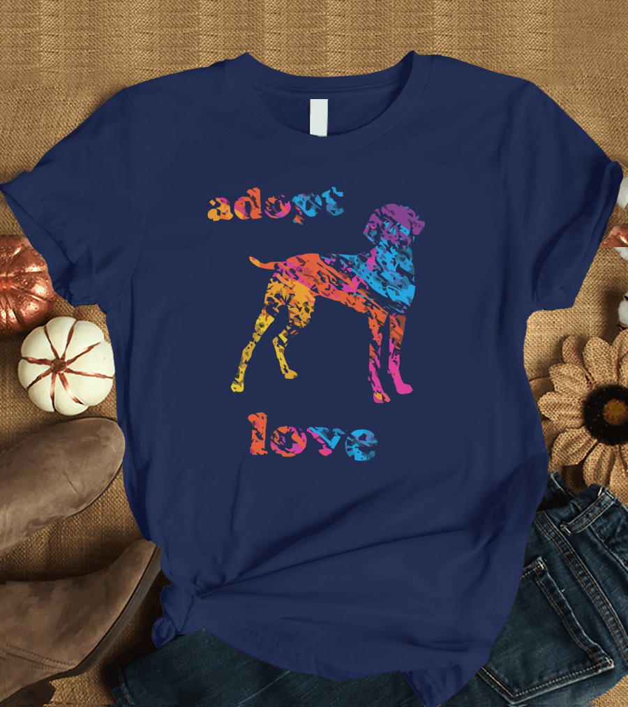 Adopt Love Rescue Dog Colorful T-Shirt
