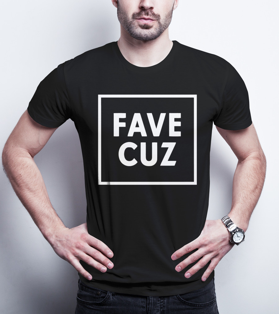 FAVE CUZ Black Square Bold Text Minimalist T-Shirt