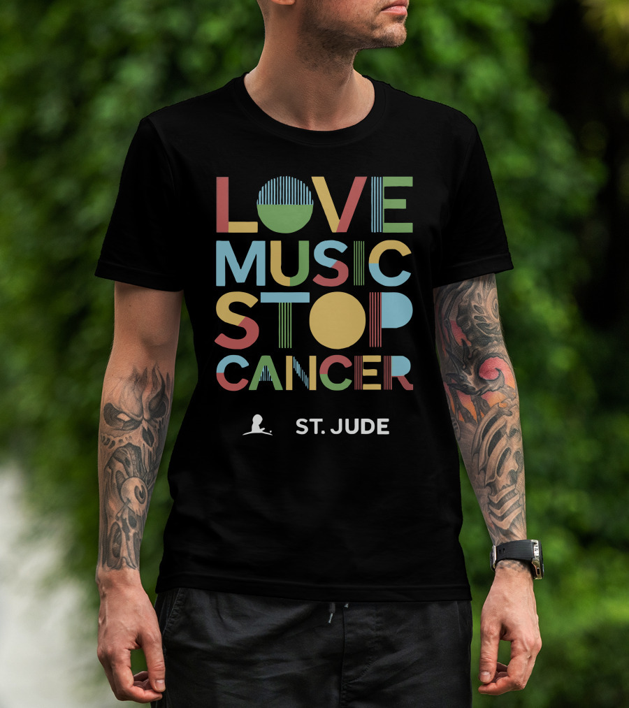 LOVE MUSIC STOP CANCER ST. JUDE T-Shirt