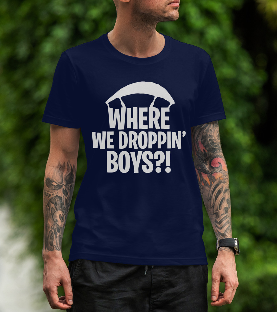 Go All Out Adult Where We Droppin' Boys Parachute T-Shirt
