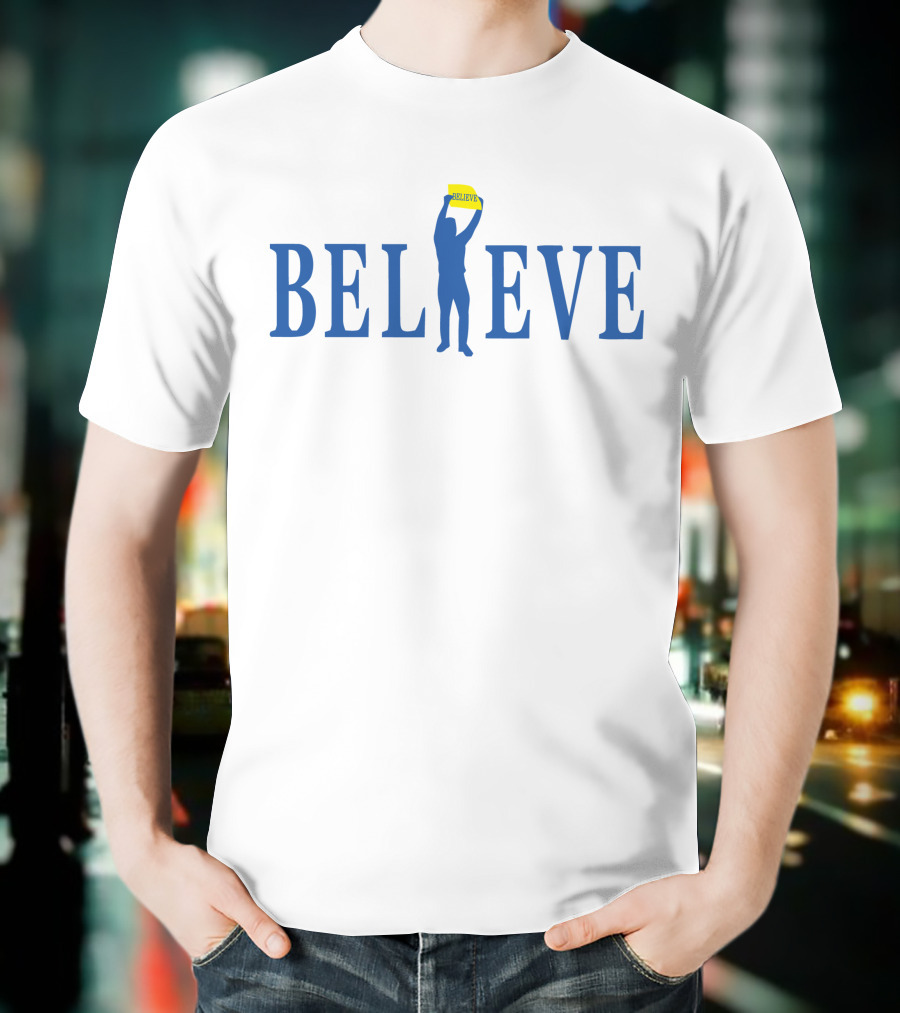 Jarred Kelenic Believe Blue Silhouette Holding Sign T-Shirt