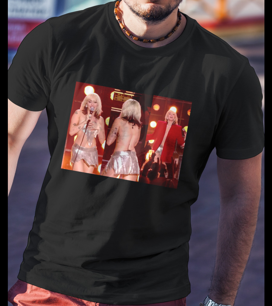 Miley Cyrus Silver Outfit Performance T-Shirt