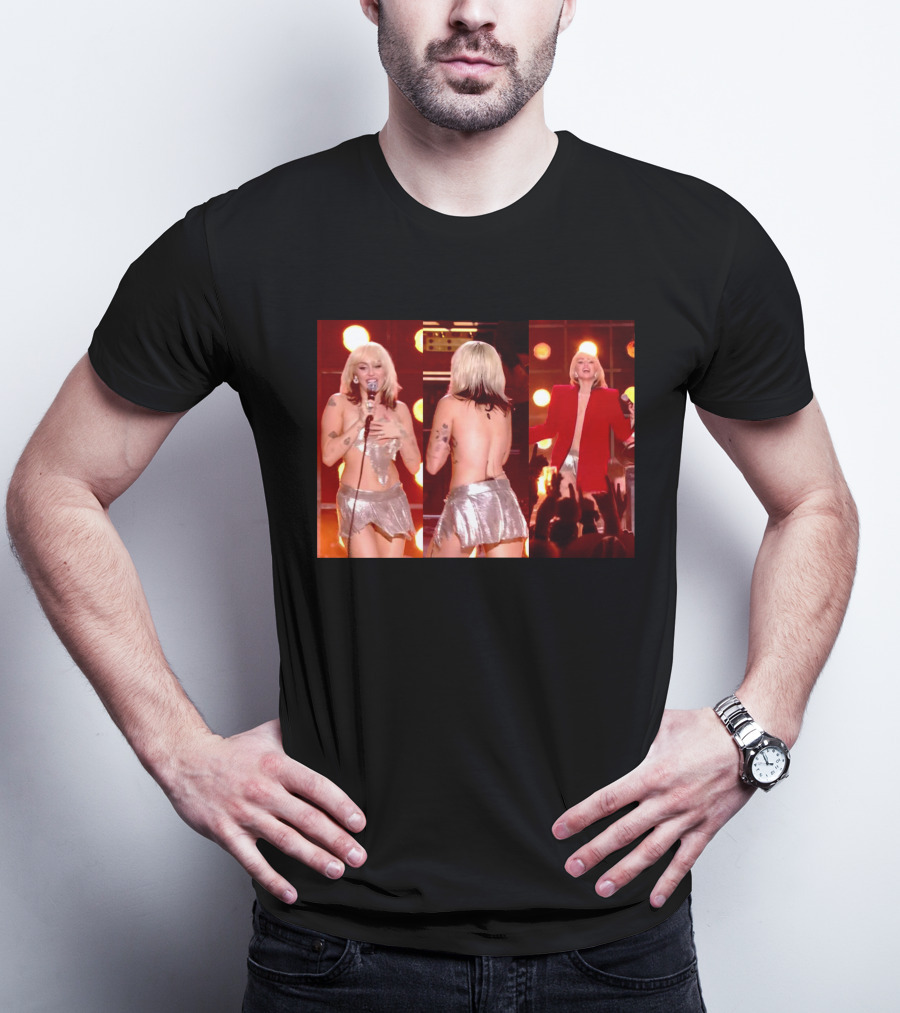 Miley Cyrus Silver Outfit Performance T-Shirt