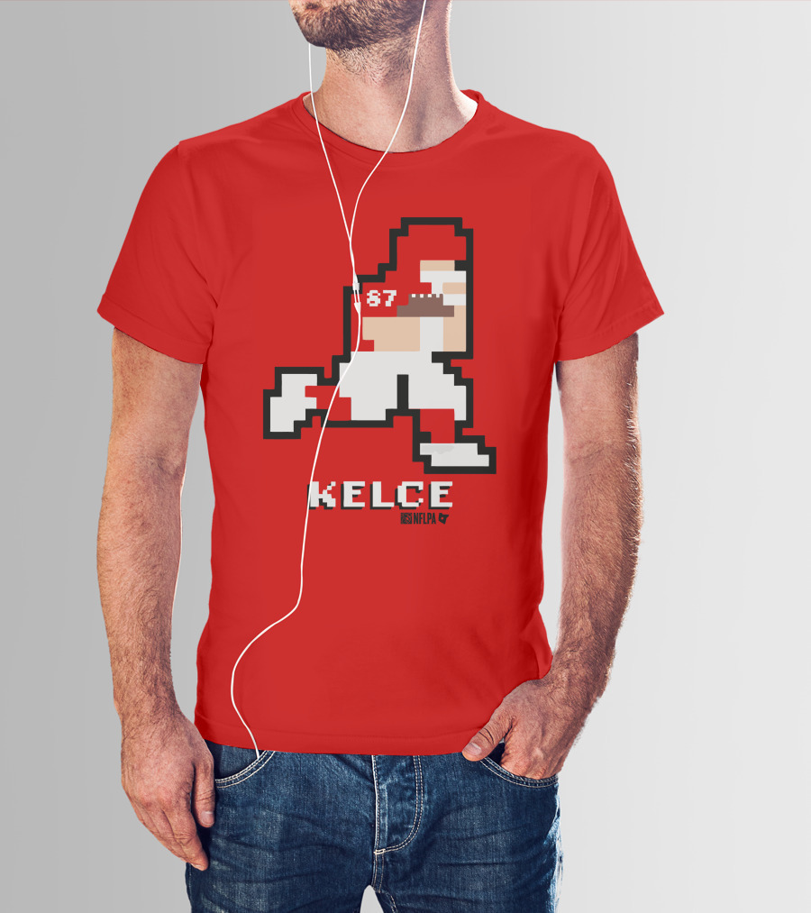 Kelce 87 NFLPA 8 Bit Retro Football Red T-Shirt