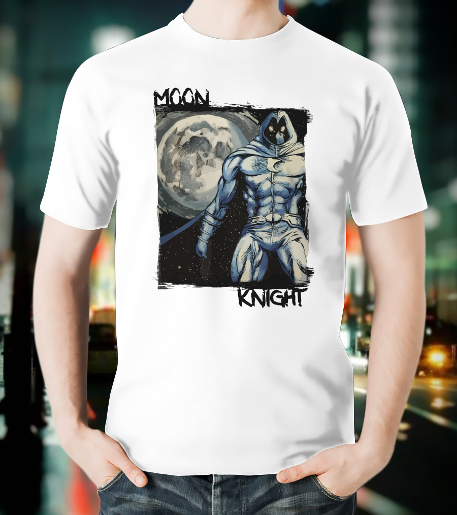 Moon Knight Marc Spector Hero With Full Moon Background T-Shirt