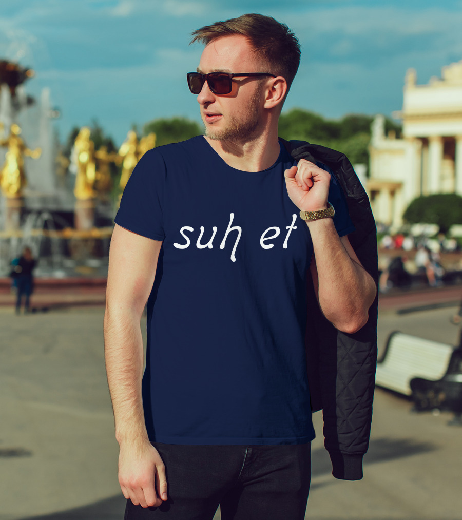 Suh Et Minimalist Text Design Navy Blue T-Shirt