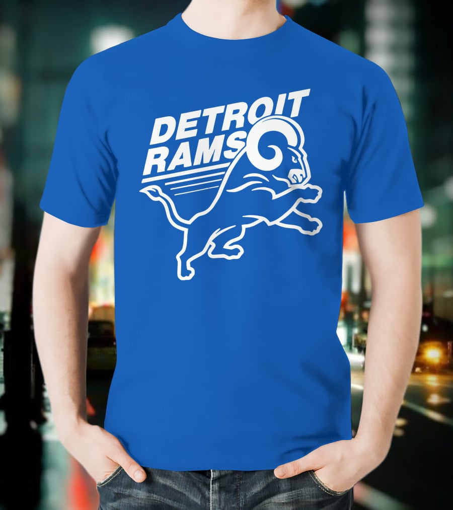 Detroit Rams Football Team Logo Crossover Fan Merchandise T-Shirt