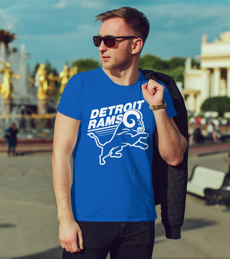 Detroit Rams Football Team Logo Crossover Fan Merchandise T-Shirt
