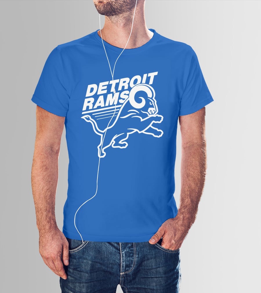 Detroit Rams Football Team Logo Crossover Fan Merchandise T-Shirt