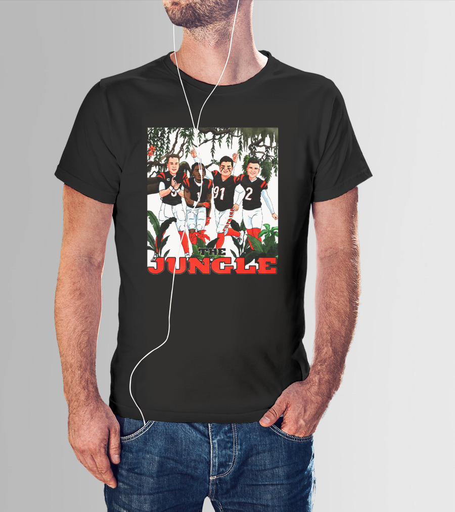 The Jungle Football Players In Team Jerseys Celebrating In Forest T-Shirt