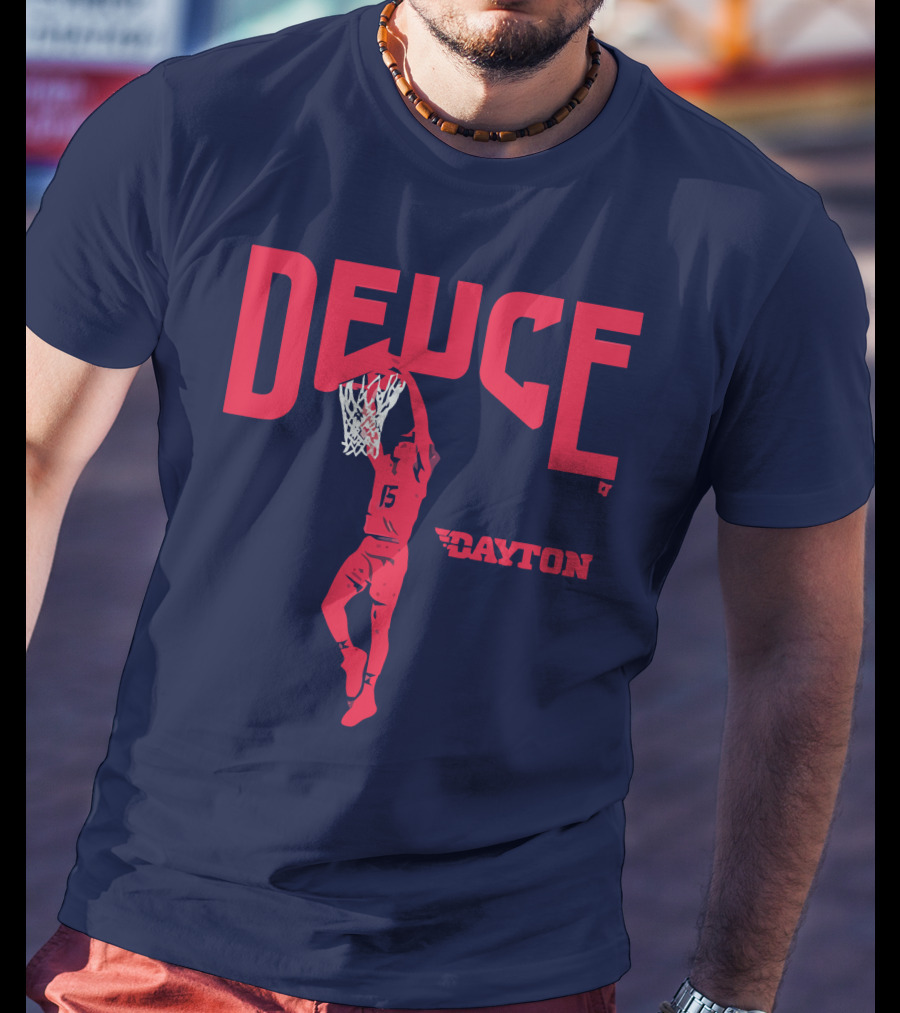 Dayton Basketball Deuce Daron Holmes II Dunking T-Shirt