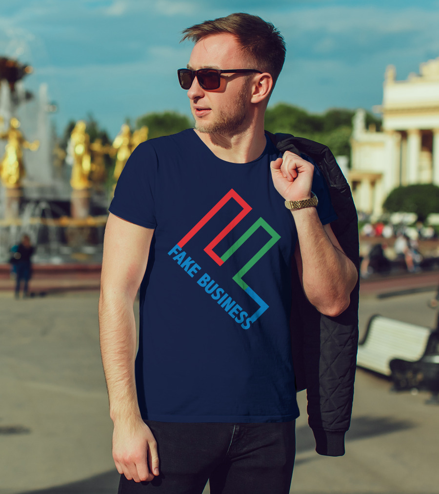Fake Business Logo With Red Green Blue Lines T-Shirt