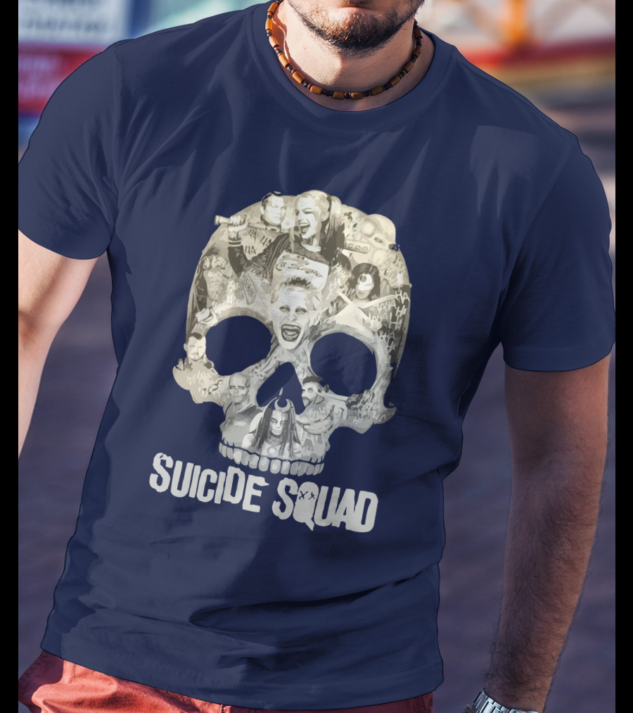 Suicide Squad Skull Collage With Iconic Characters T-Shirt