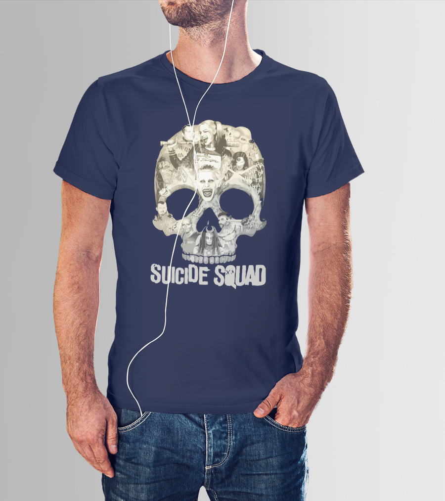 Suicide Squad Skull Collage With Iconic Characters T-Shirt